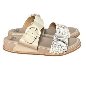 SOFFT AMALFI SNAKE EMBOSSED SLIP-ON LEATHER SLIDE SANDAL SF0064908 Gray Taupe